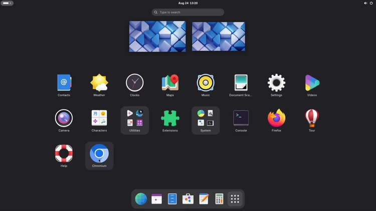 Chromium entry visible in the applications menu