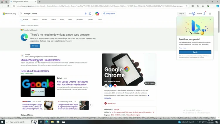 Screenshot of the Google Chrome page in the Microsoft Store