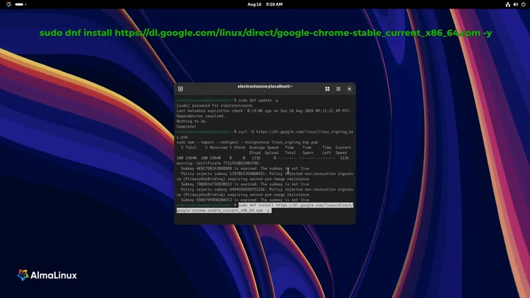 Step 3: Install Chrome with DNF